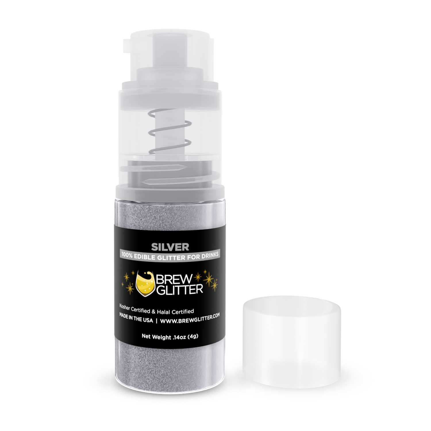 Silver Edible Glitter Mini Spray Pump for Drinks-Brew Glitter®