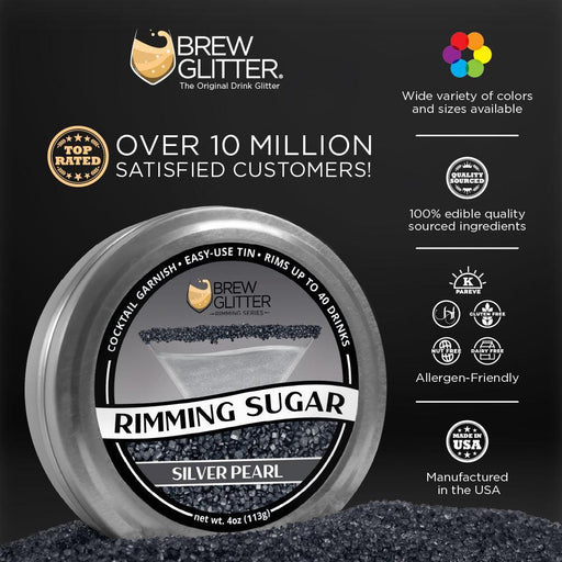 Silver Pearl Cocktail Rimming Sugar | Private Label (48 units per/case)-Brew Glitter®