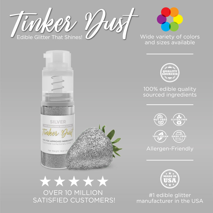 Silver Tinker Dust Edible Glitter Spray Pump-Brew Glitter®