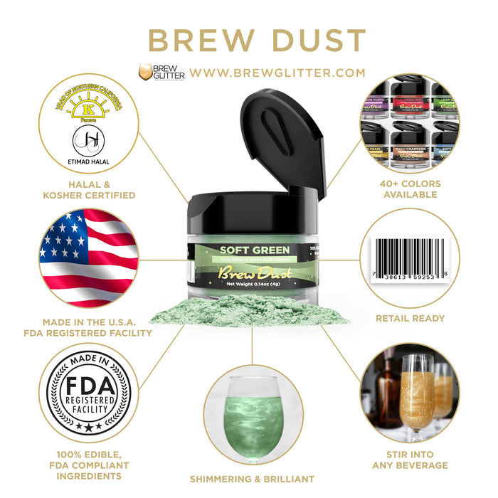 Soft Green Brew Dust by the Case | Private Label-Brew Glitter®