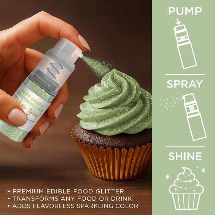 Soft Green Edible Glitter Spray 4g Pump | Tinker Dust®-Brew Glitter®