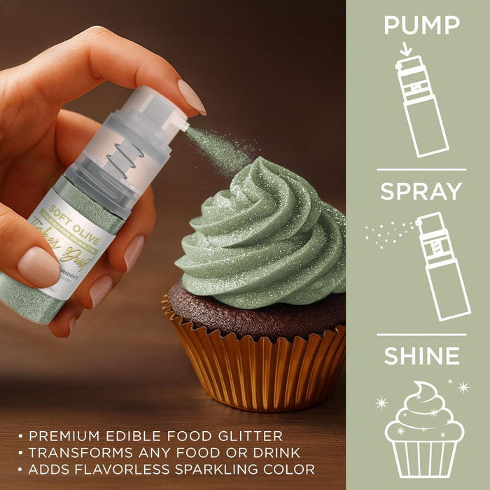 Soft Olive Edible Glitter Spray 4g Pump | Tinker Dust®-Brew Glitter®