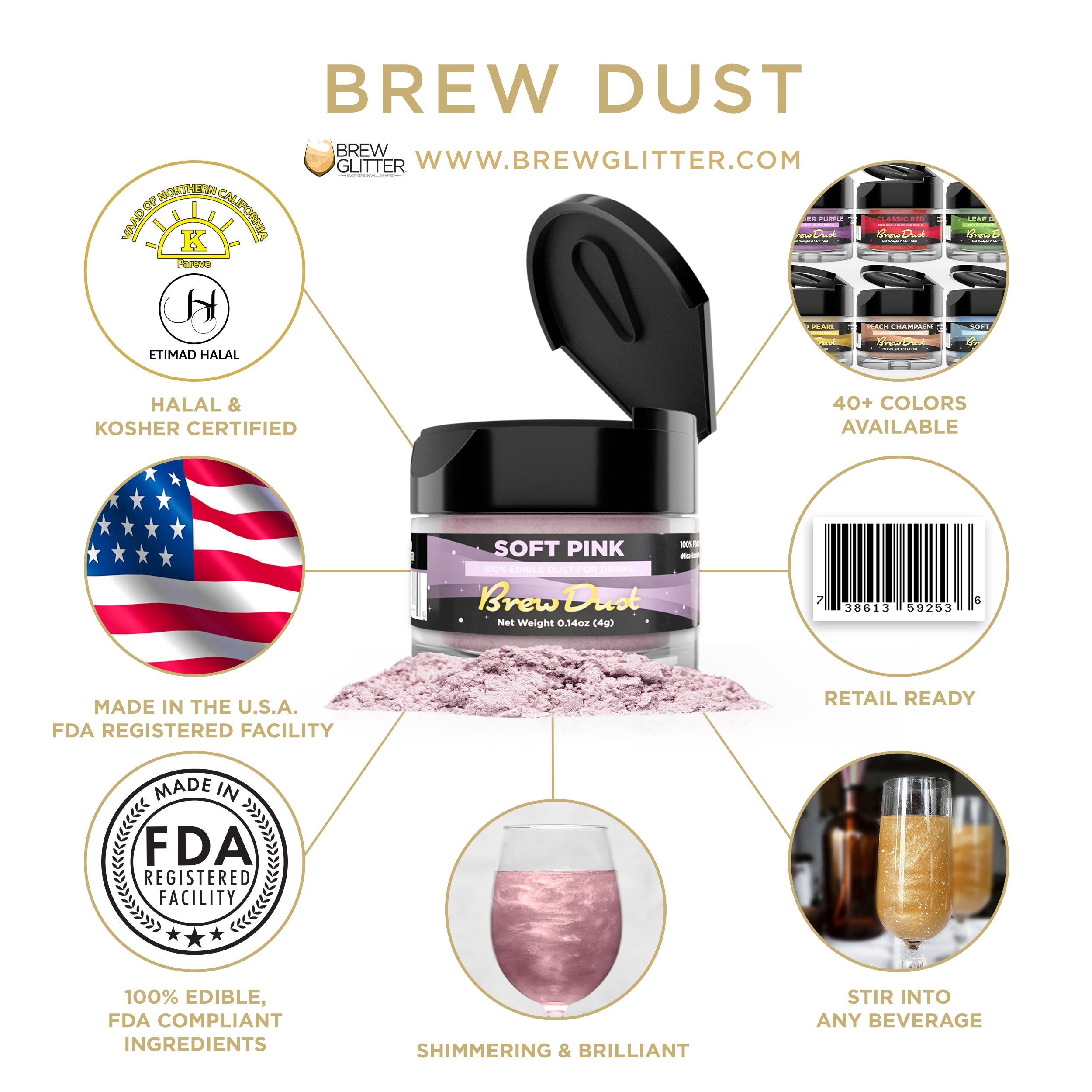 Soft Pink Brew Dust by the Case-Brew Glitter®