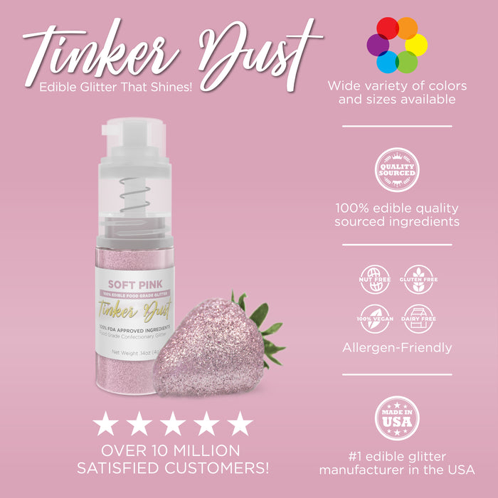 Soft Pink Edible Glitter Spray 4g Pump | Tinker Dust®-Brew Glitter®