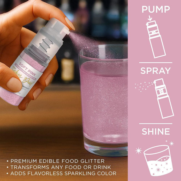 Soft Pink Edible Glitter Spray 4g Pump | Tinker Dust®-Brew Glitter®