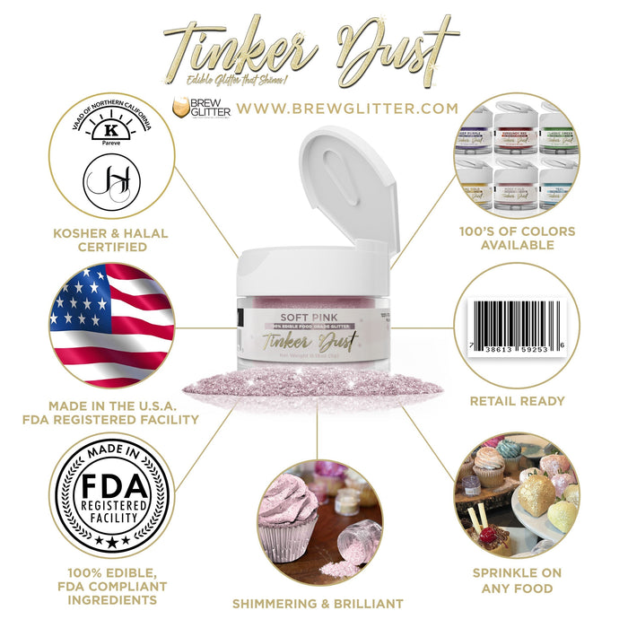 Soft Pink Edible Glitter Tinker Dust | 5 Gram Jar-Brew Glitter®