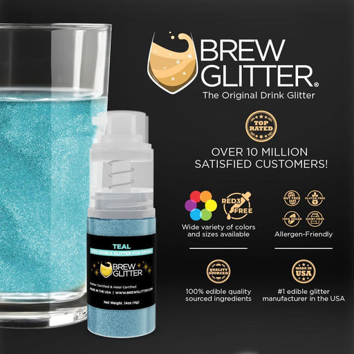 Teal Brew Glitter Mini Spray Pump by the Case | Private Label-Brew Glitter®