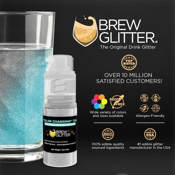 Teal Color Changing Brew Glitter | Mini Pump Wholesale by the Case-Brew Glitter®