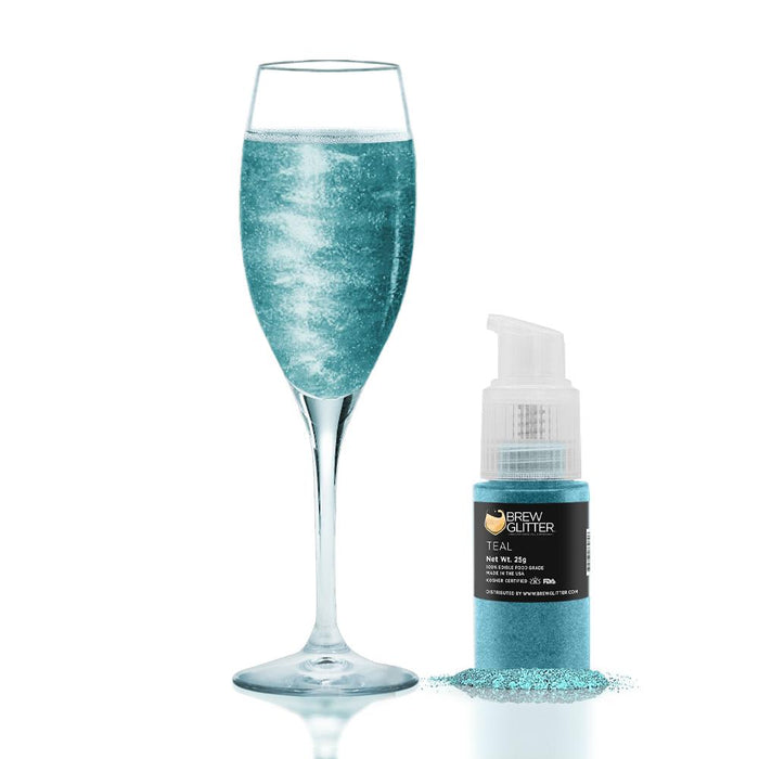 Teal Edible Glitter Spray Pump for Drinks-Brew Glitter®