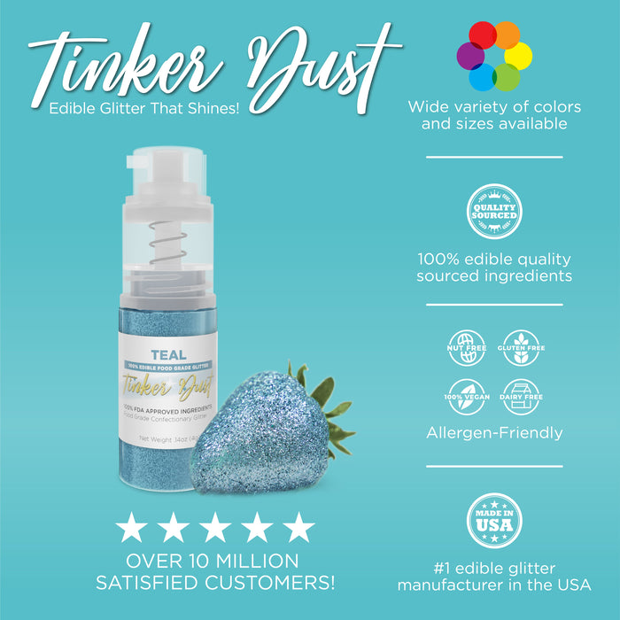 Teal Tinker Edible Glitter Spray 4g Pump | Tinker Dust®-Brew Glitter®