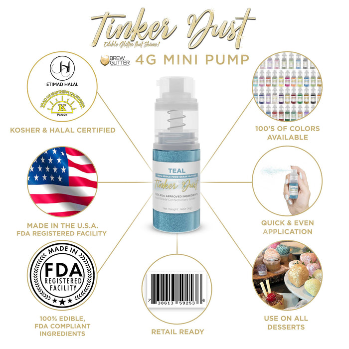 Teal Tinker Edible Glitter Spray 4g Pump | Tinker Dust®-Brew Glitter®