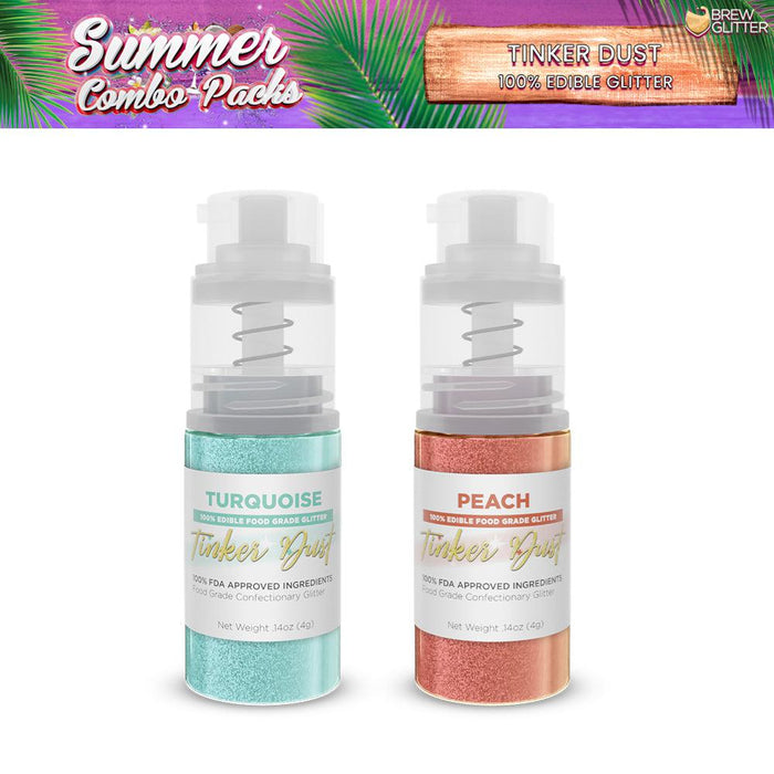 Turquoise and Peach Edible Glitter Spray | Summer Combo Pack 2-PC-Brew Glitter®