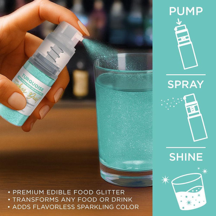 Turquoise Tinker Edible Glitter Spray 4g Pump | Tinker Dust®-Brew Glitter®