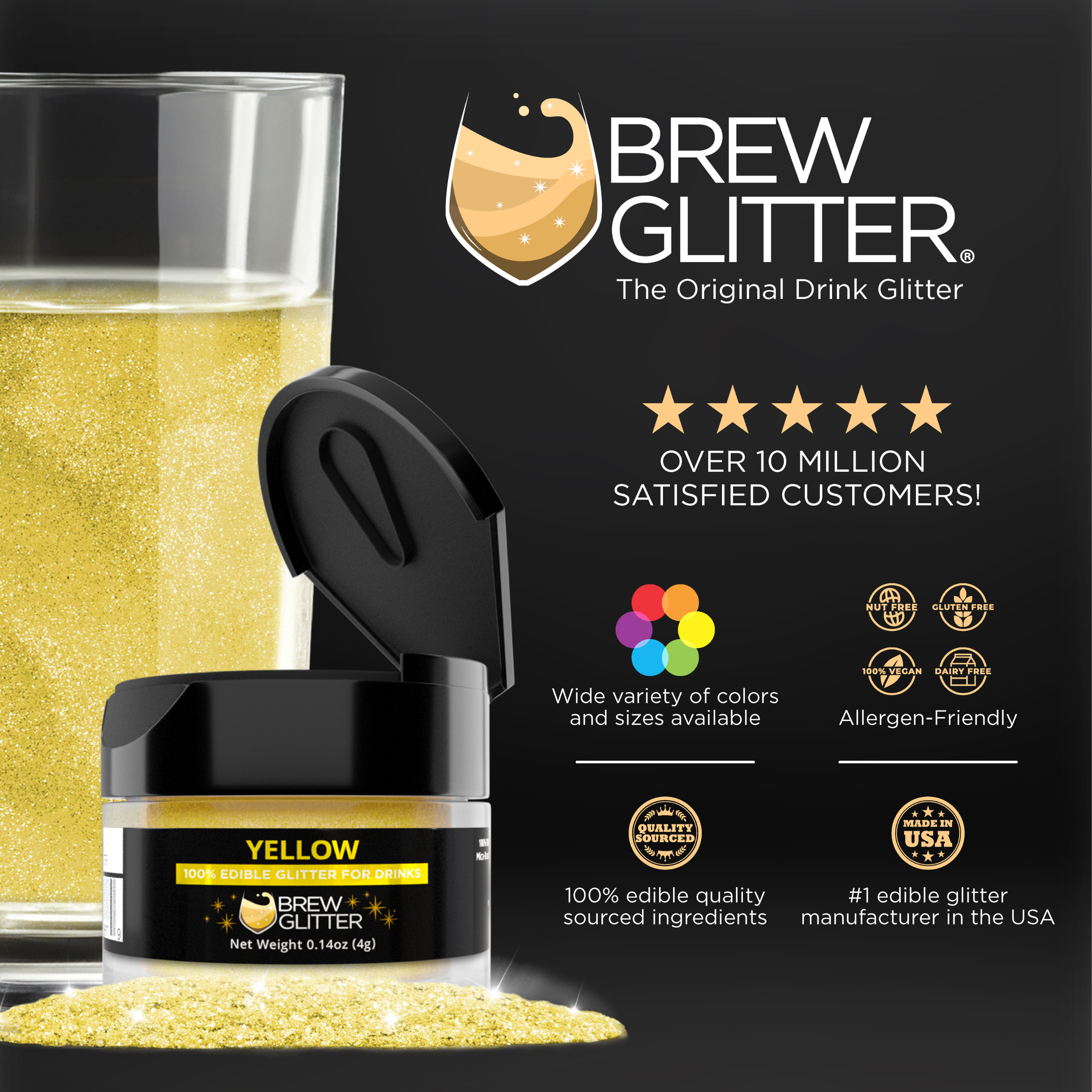 Yellow Brew Glitter | Food Grade Beverage Glitter-Brew Glitter®