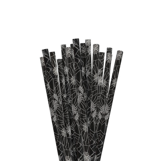 Black Cobweb Print Stirring Straws | Bulk Sizes-Brew Glitter®