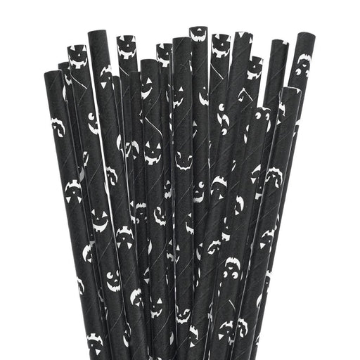 Black Jack-O'-Lantern Print Stirring Straws | Bulk Sizes-Brew Glitter®