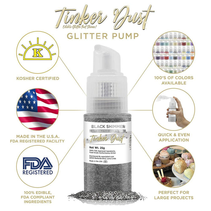 Black Shimmer Tinker Dust Spray Pump by the Case | Private Label-Brew Glitter®