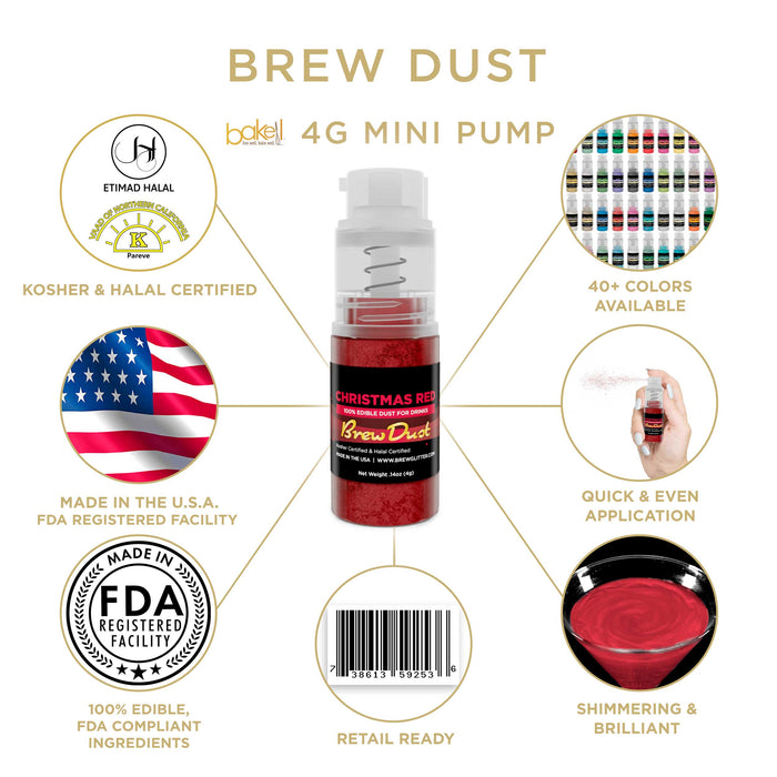 Christmas Red Edible Brew Dust | Mini Spray Pump-Brew Glitter®