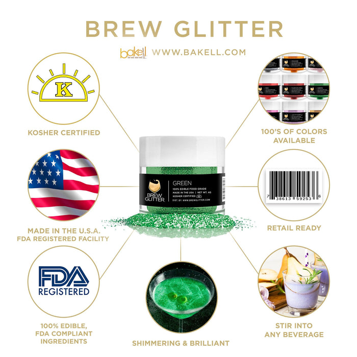 Green & Gold Brew Glitter Football Team Colors (2 PC Set)-Brew Glitter®
