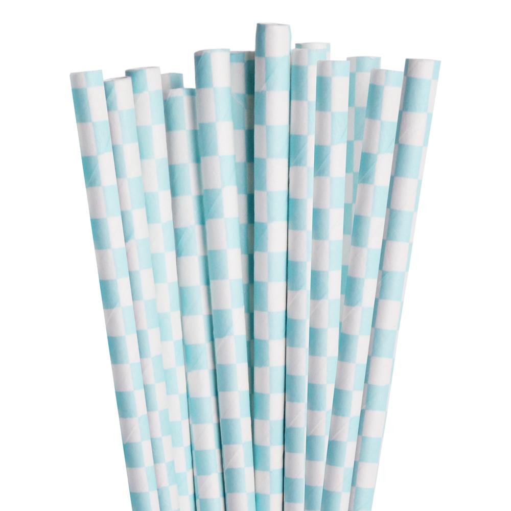 Light Blue Checkered Stirring Straws-Brew Glitter®