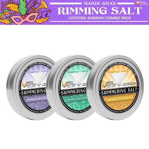 Mardi Gras Shimmering Cocktail Rimming Salt "Big Easy" Combo (3 PC SET)-Brew Glitter®