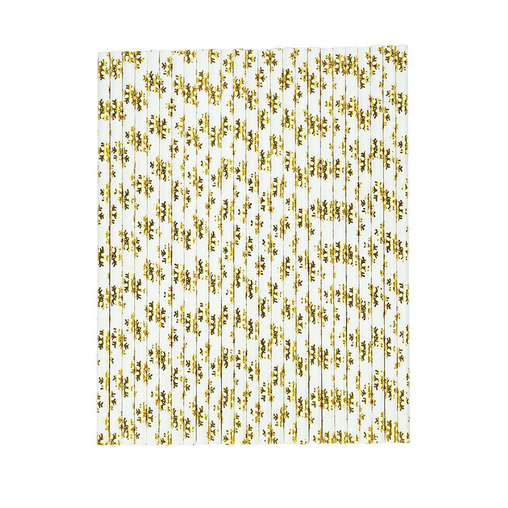 Metallic Gold Snowflake Print Stirring Straws-Brew Glitter®