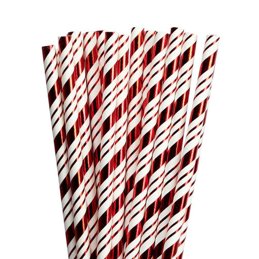 Metallic Red Candy Cane Stripe Stirring Straws-Brew Glitter®