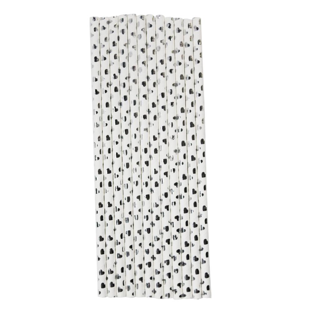 Metallic Silver Hearts Stirring Straws-Brew Glitter®