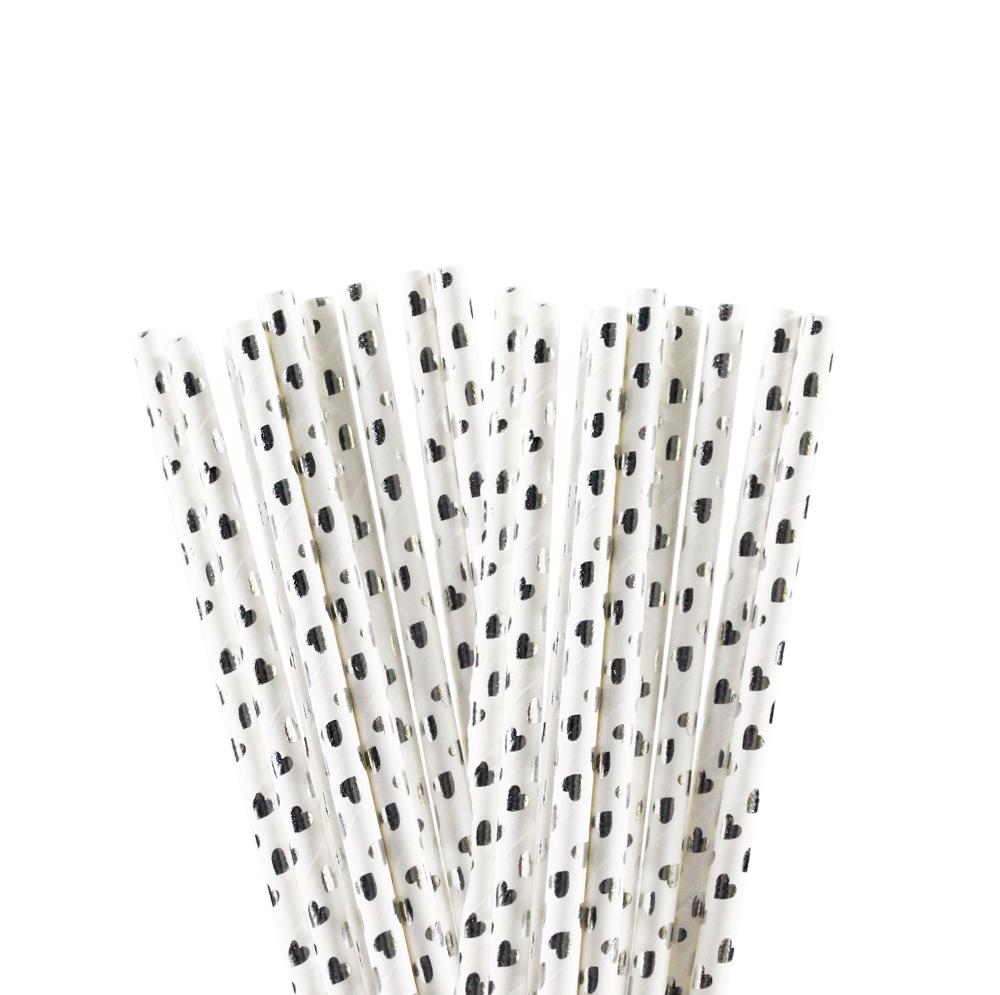 Metallic Silver Hearts Stirring Straws-Brew Glitter®