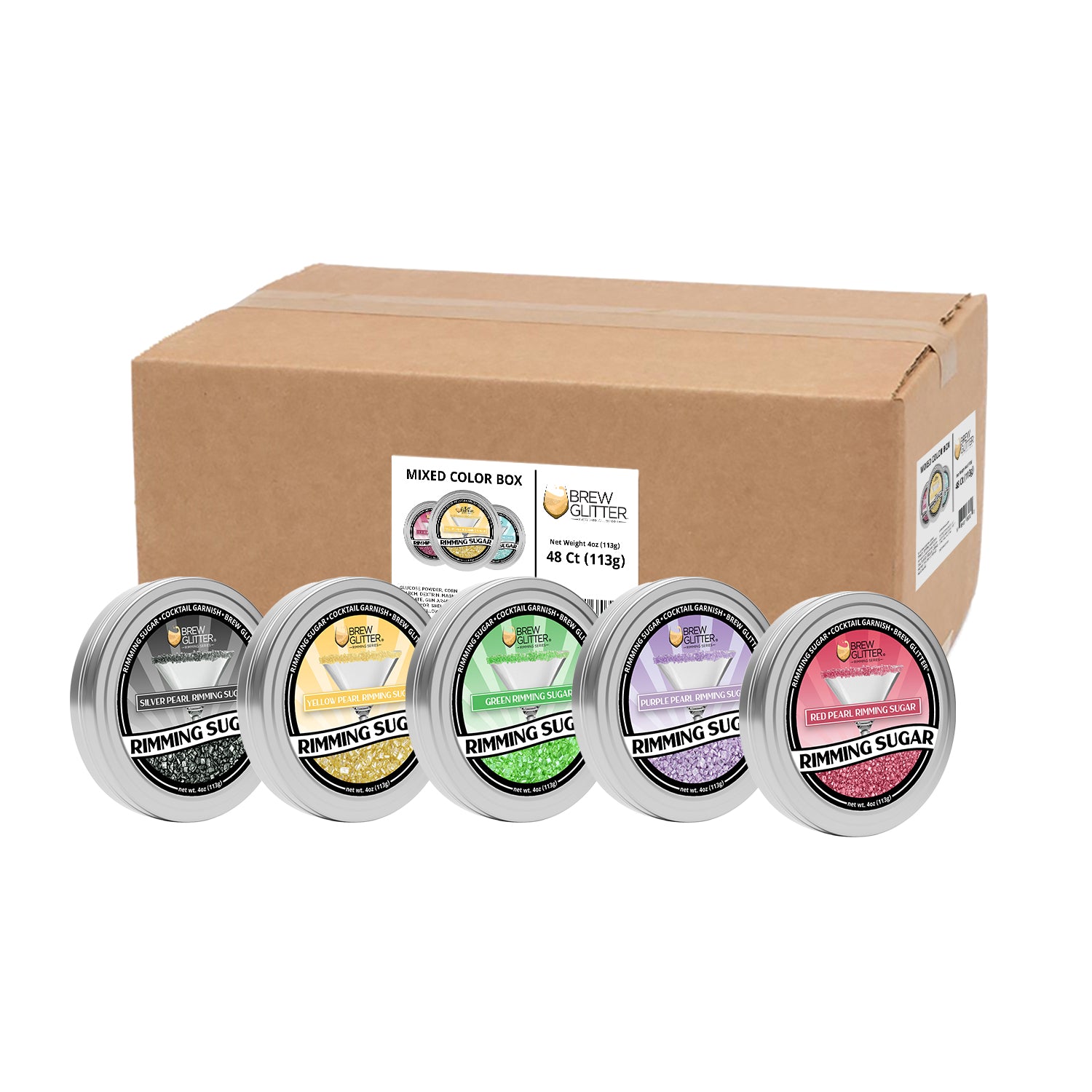 Mixed Multicolored Box by the Case (Cocktail Rimming Sugar)-Brew Glitter®