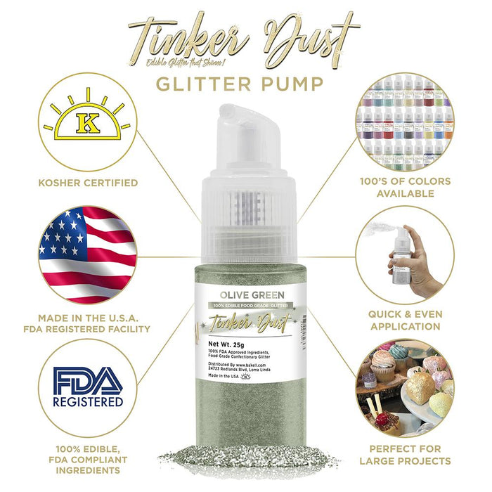 Olive Green Tinker Dust Spray Pump by the Case | Private Label-Brew Glitter®