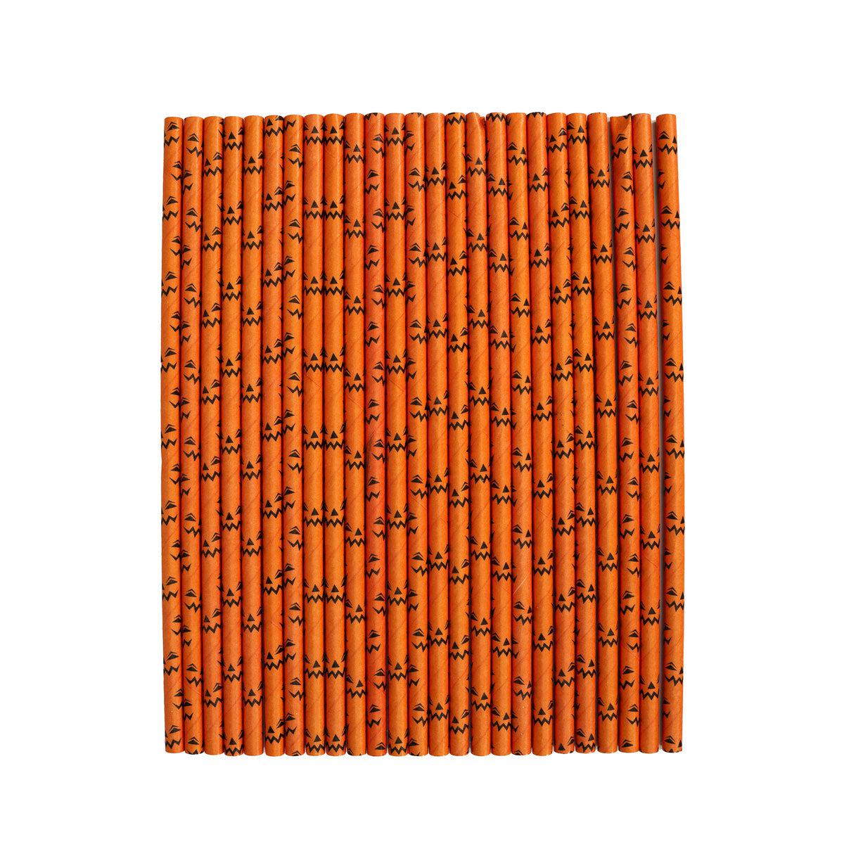 Orange Jack-O'-Lantern Print Stirring Straws-Brew Glitter®