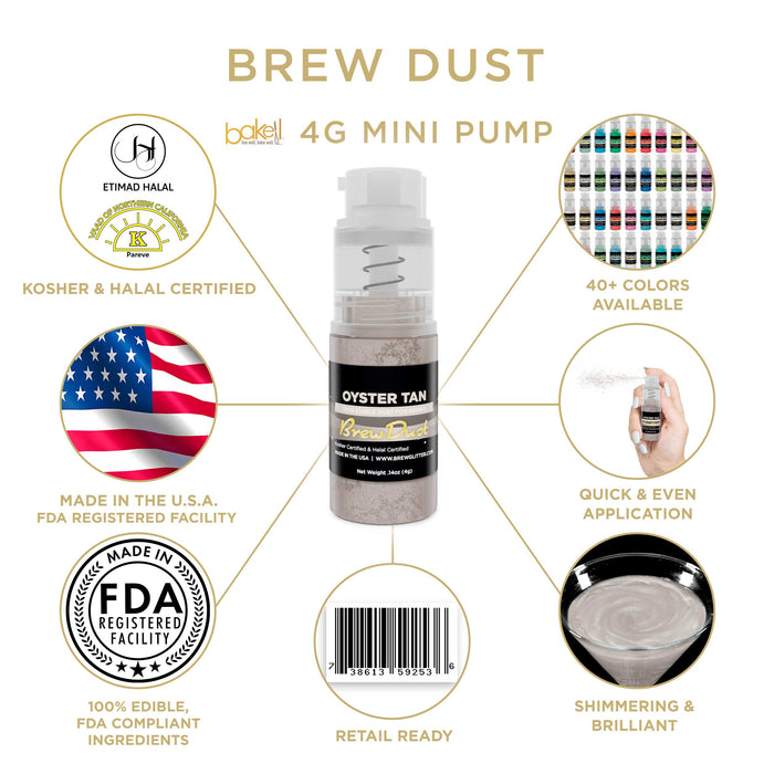 Oyster Tan Edible Brew Dust | Mini Spray Pump-Brew Glitter®