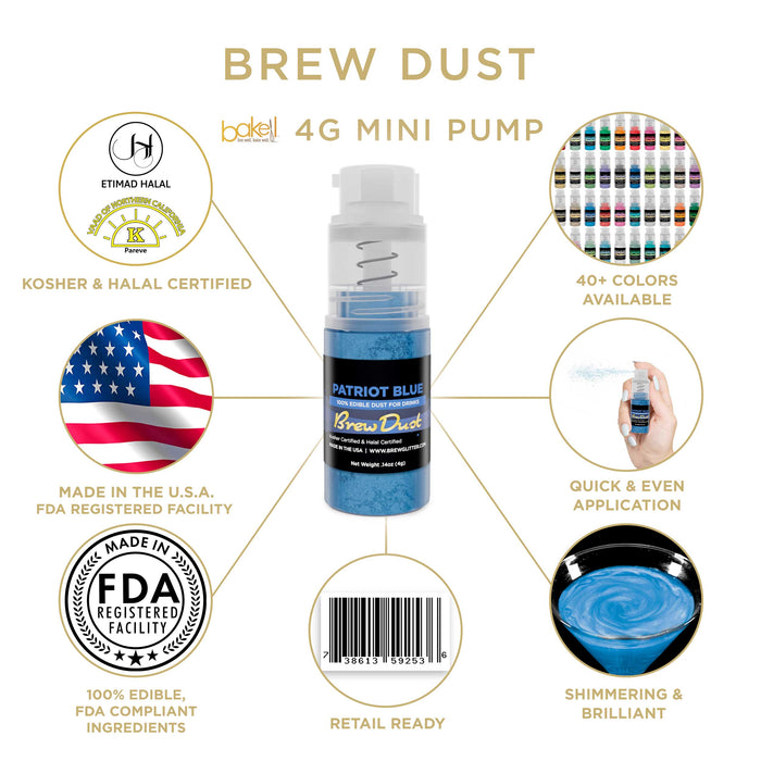 Patriot Blue Edible Brew Dust | Mini Spray Pump-Brew Glitter®