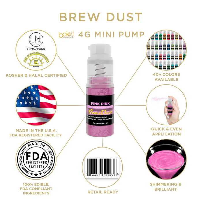 Pink Pink Brew Dust by the Case | 4g Spray Pump-Brew Glitter®