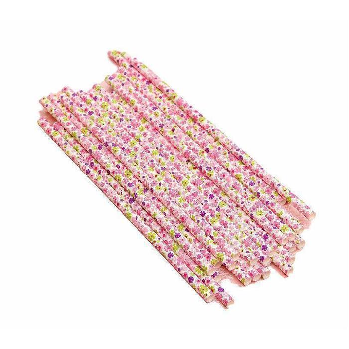 Pink Retro Floral Print Stirring Straws | Bulk Sizes-Brew Glitter®