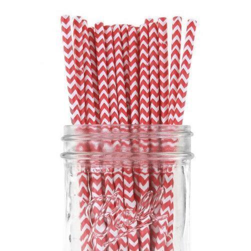 Red and White Chevron Style Stirring Straws-Brew Glitter®