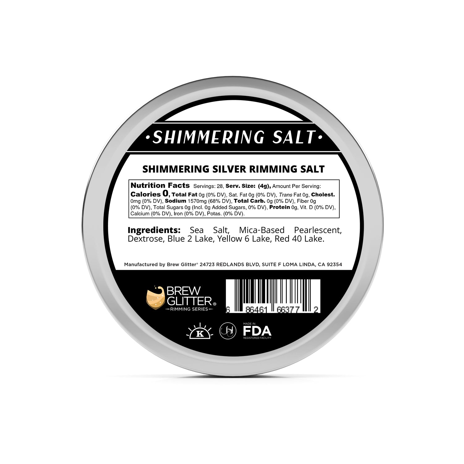 Shimmering Silver Cocktail Rimming Salt-Brew Glitter®