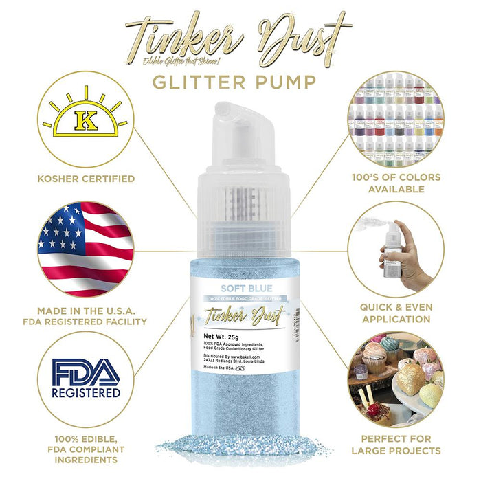 Soft Blue Tinker Dust Spray Pump by the Case | Private Label-Brew Glitter®