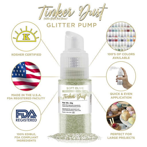 Soft Olive Green Tinker Dust Spray Pump by the Case | Private Label-Brew Glitter®