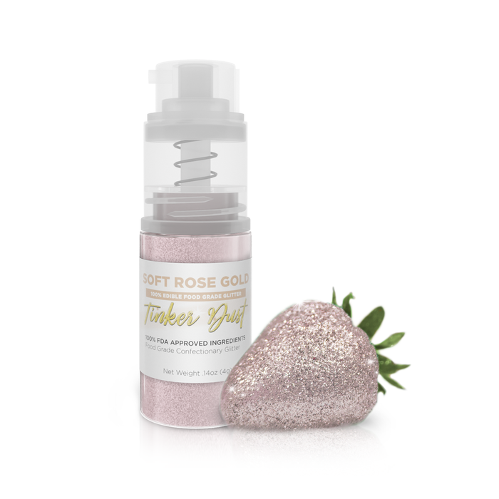 Soft Rose Gold Edible Glitter Spray 4g Pump | Tinker Dust®-Brew Glitter®