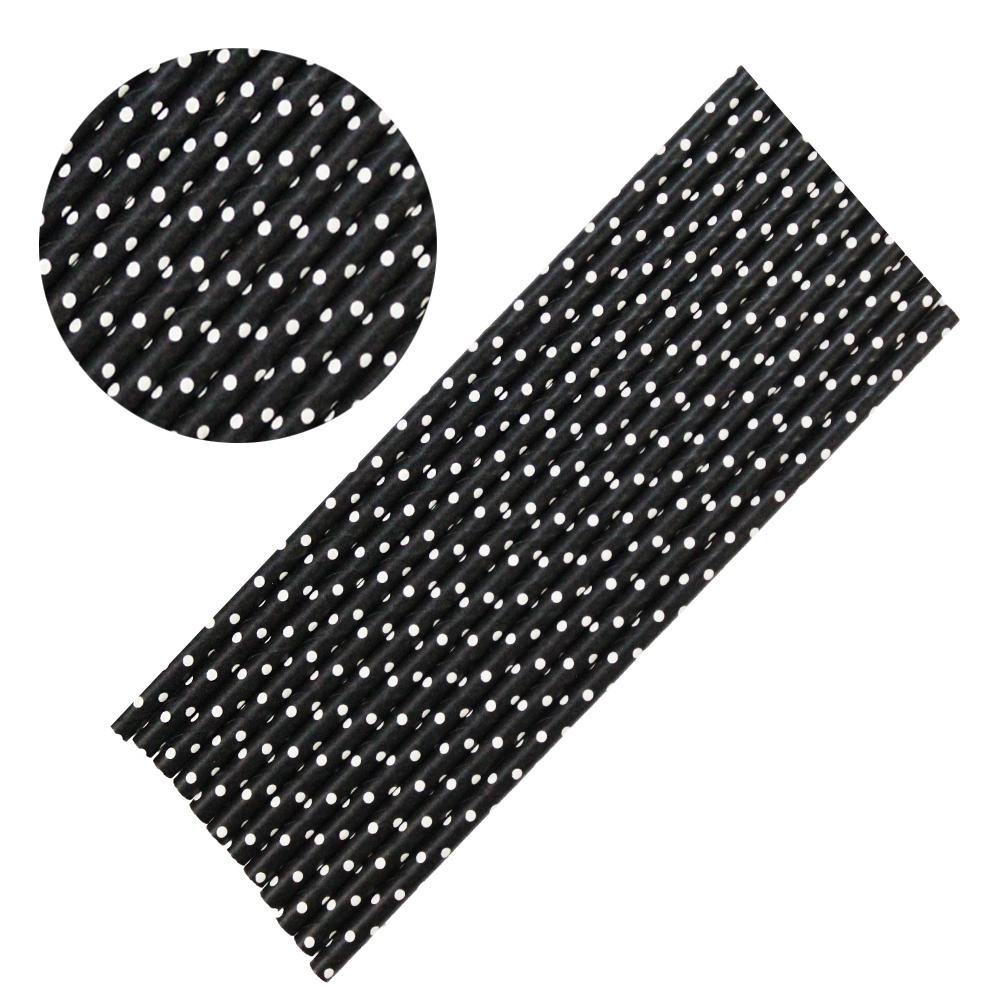 Solid Black with White Polka Dots Stirring Straws-Brew Glitter®