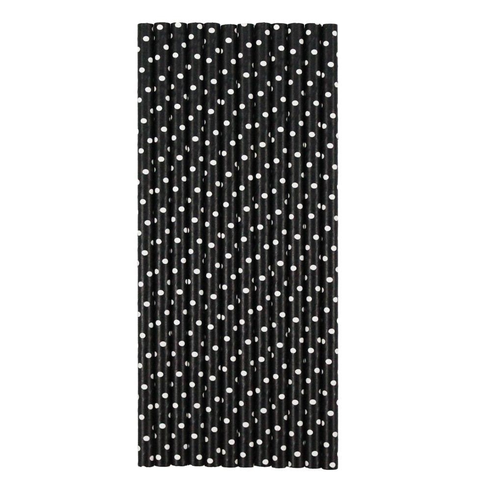 Solid Black with White Polka Dots Stirring Straws-Brew Glitter®