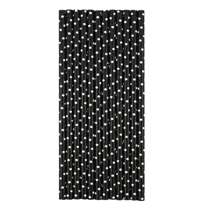 Solid Black with White Polka Dots Stirring Straws | Bulk Sizes-Brew Glitter®