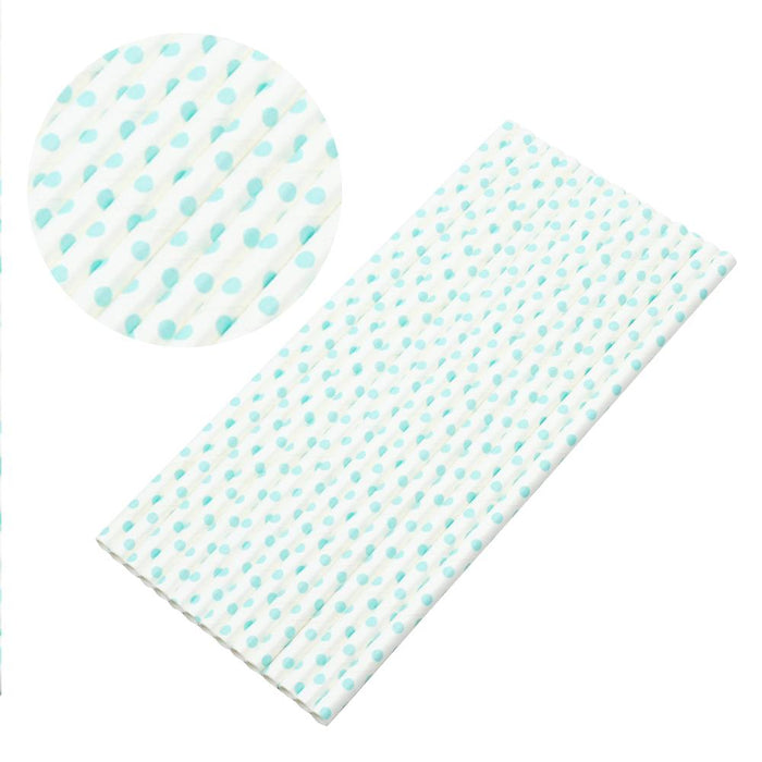 White and Baby Blue Polka Dot Stirring Straws | Bulk Sizes-Brew Glitter®