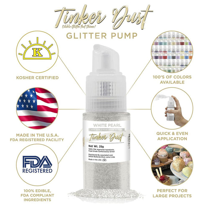 White Pearl Tinker Dust Spray Pump by the Case | Private Label-Brew Glitter®